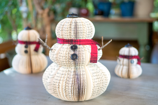 Book Page Snowman-Christmas Decor-Book Gift-Literary Decor