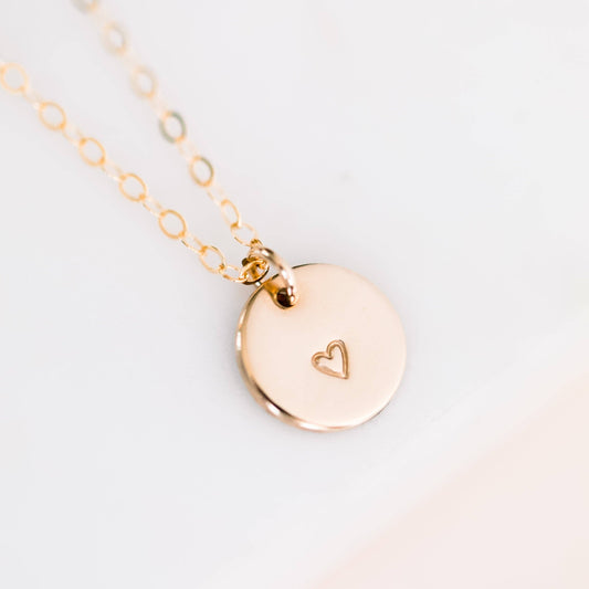 Heart Disc Necklace | 14k Gold Fill & Sterling Silver