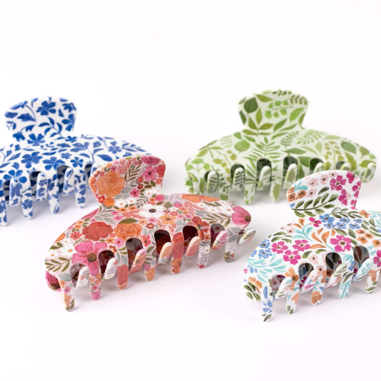 Porcelain Floral Claw Clip