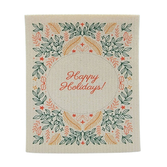 Happy Holidays Swedish Dishclothes - Holiday Decor