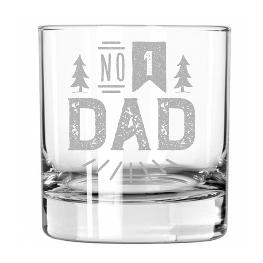 Number 1 Dad Rocks Glass, Father's Day Glassware