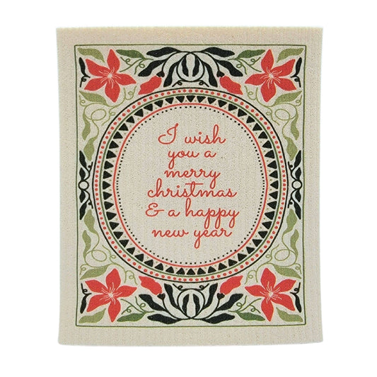 I Wish You A Merry Christmas Swedish Dishcloths - Xmas Decor