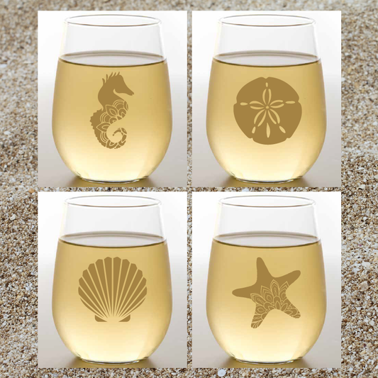 OCEAN LIFE METALLIC GOLD Shatterproof Wine Glasses