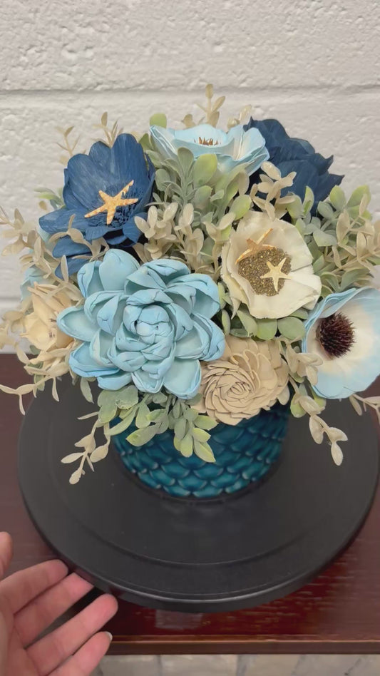 Beachy Wood Flower Arrangement