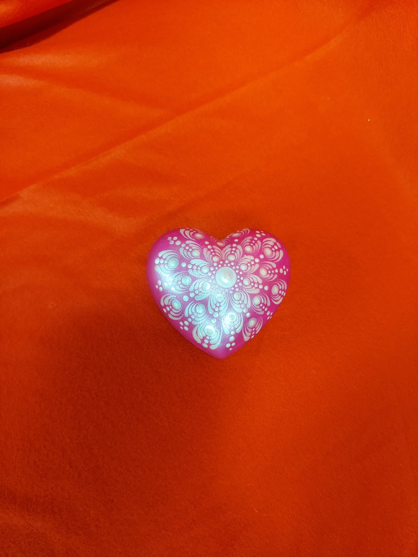 Mandala dot painted 3 inch Heart stones