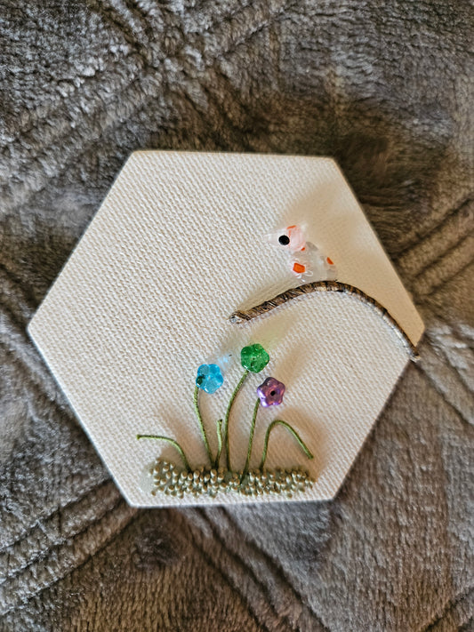Bird on Branch: Sea Glass Magnet