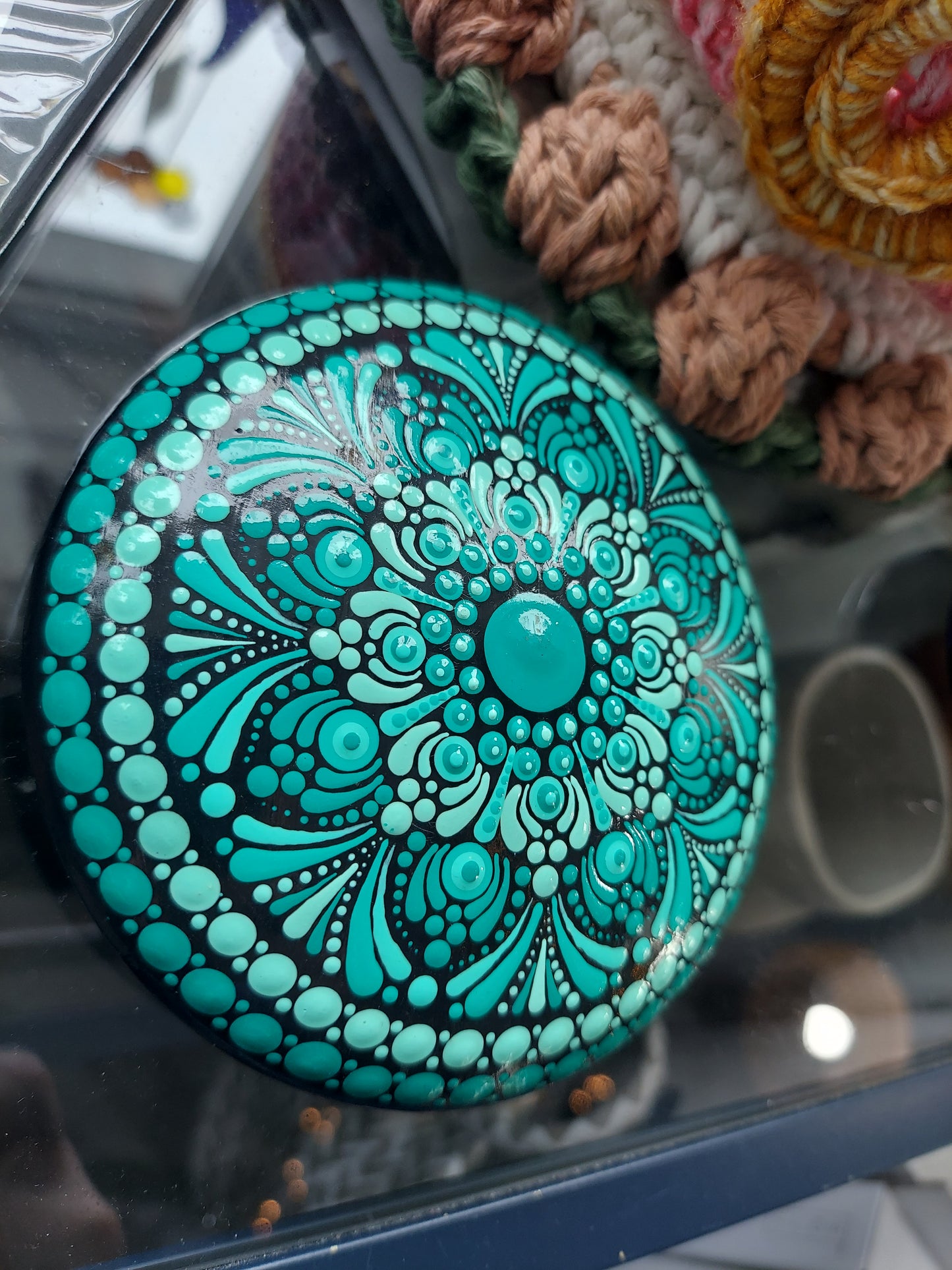 Mandala handcast Stone 4.5 inch