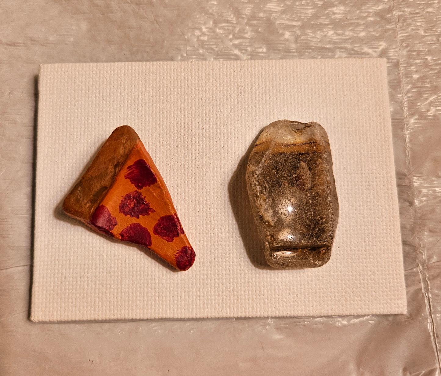 Pizza Slice and Beverage: Sea Glass Magnet