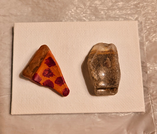 Pizza Slice and Beverage: Sea Glass Magnet