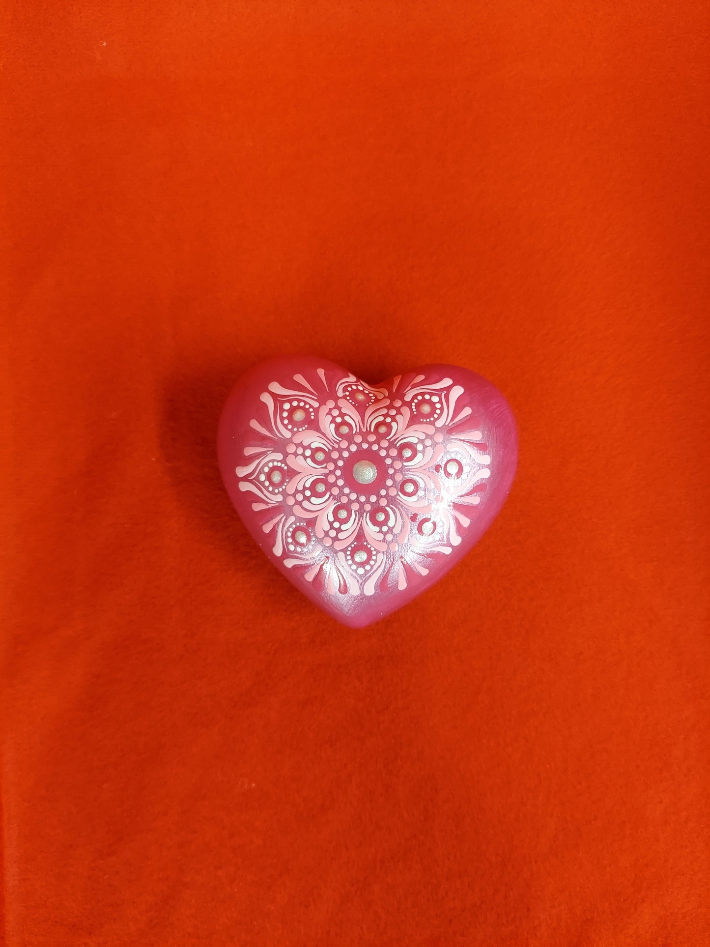 Mandala dot painted 3 inch Heart stones