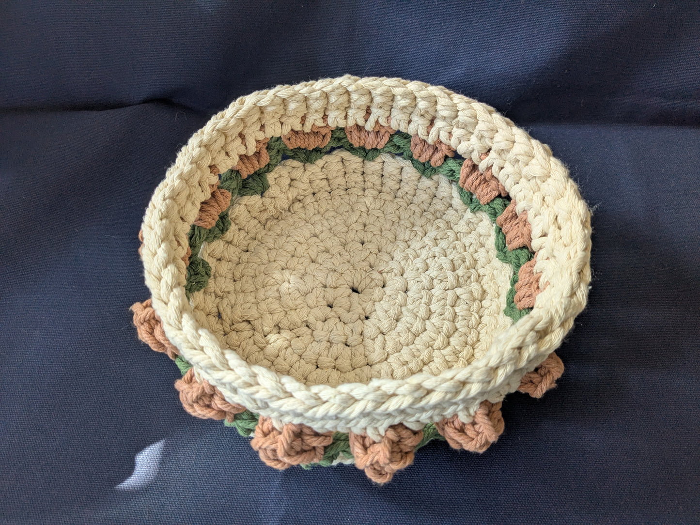 Crochet cotton rope basket