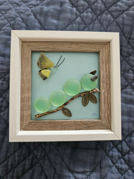 Sea Glass Butterfly and Caterpillar