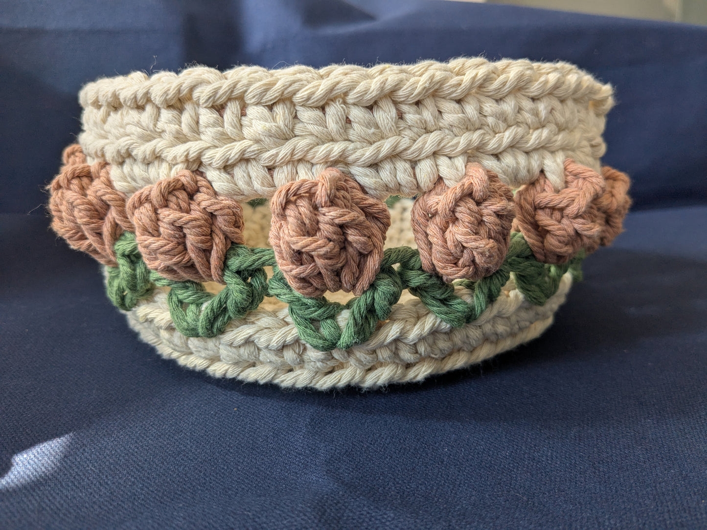 Crochet cotton rope basket