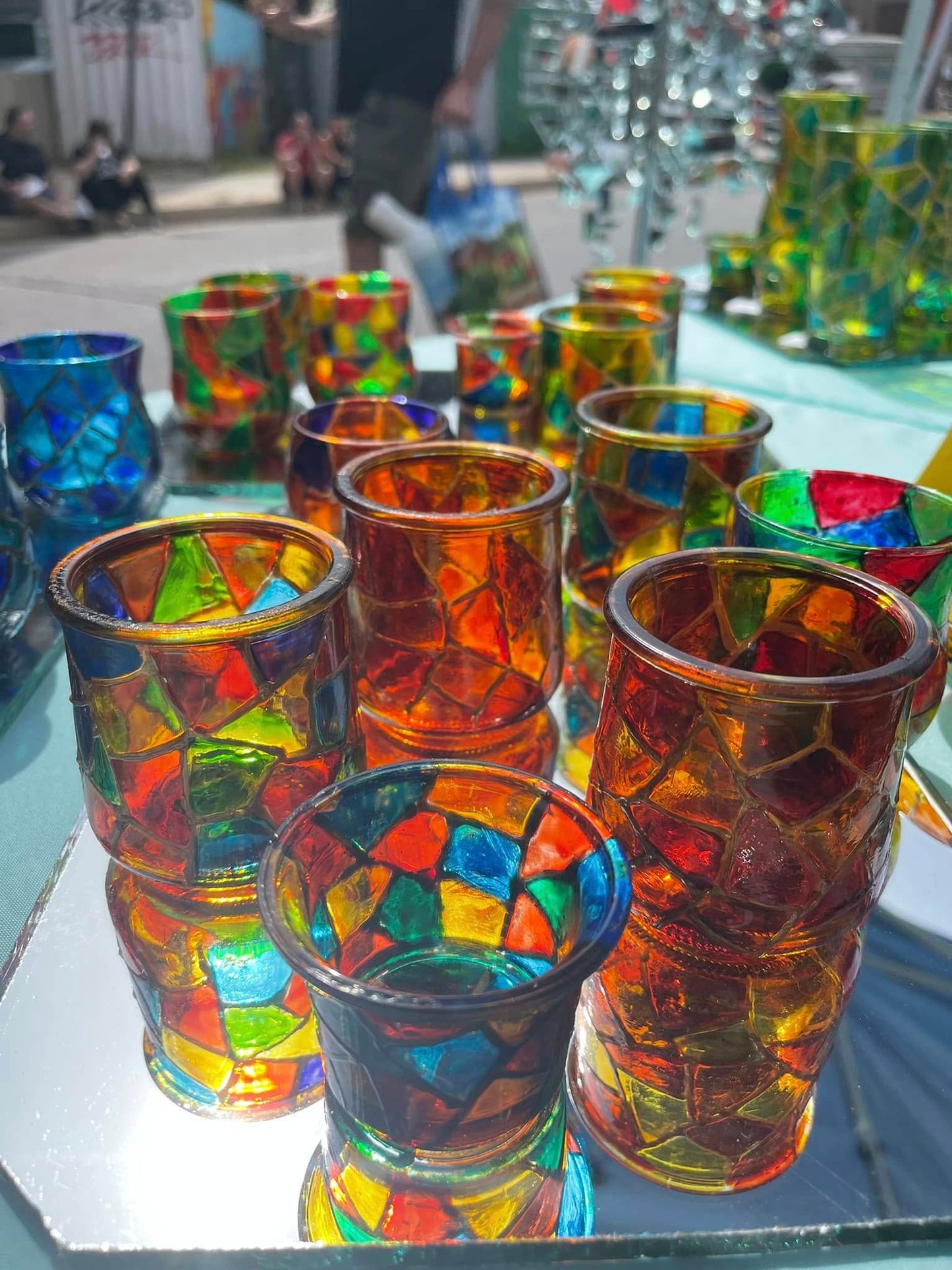 Painted faux stained glass shot glasses & Votives
