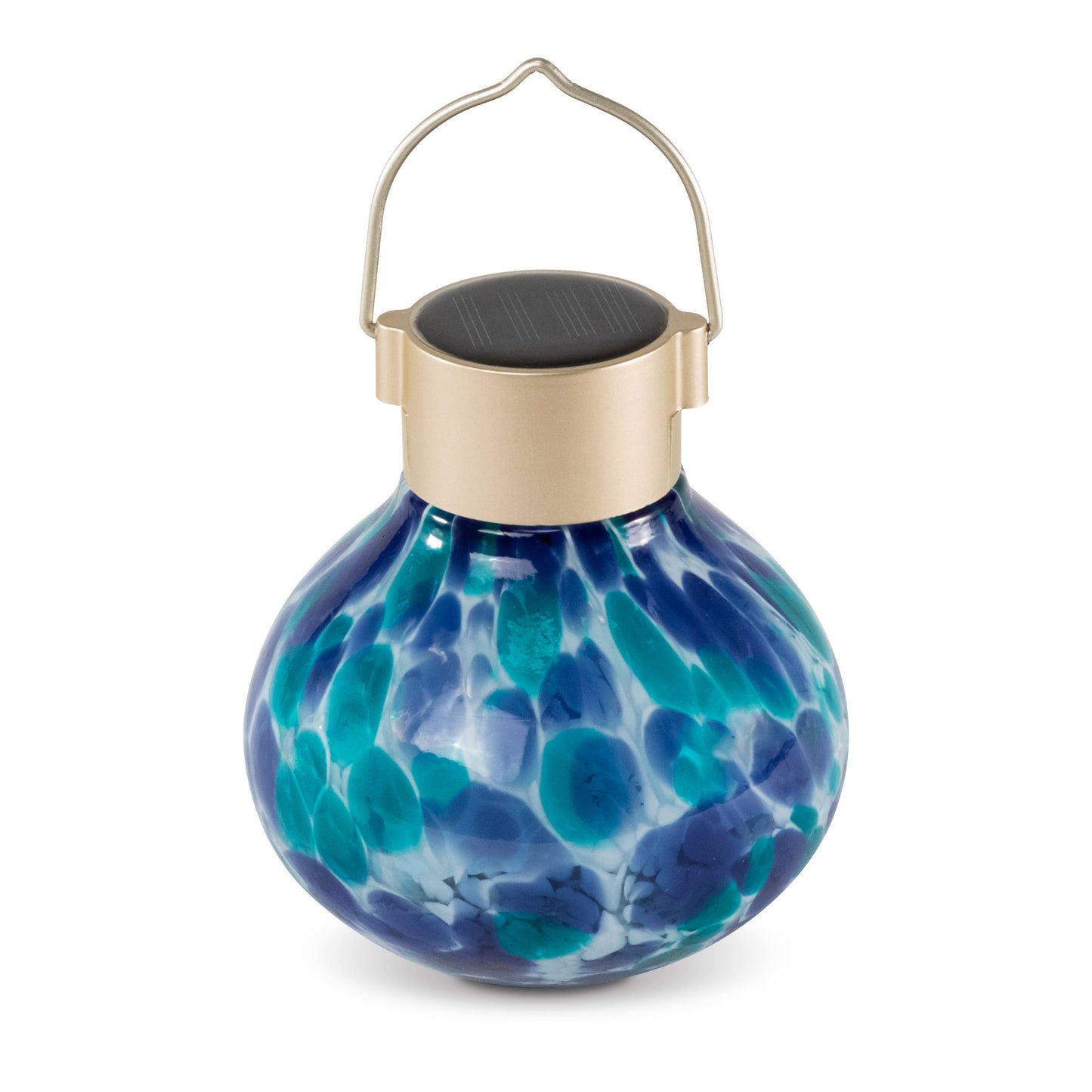 Tea Lantern - 5" Glass Outdoor Solar Lantern - Tidal Blue