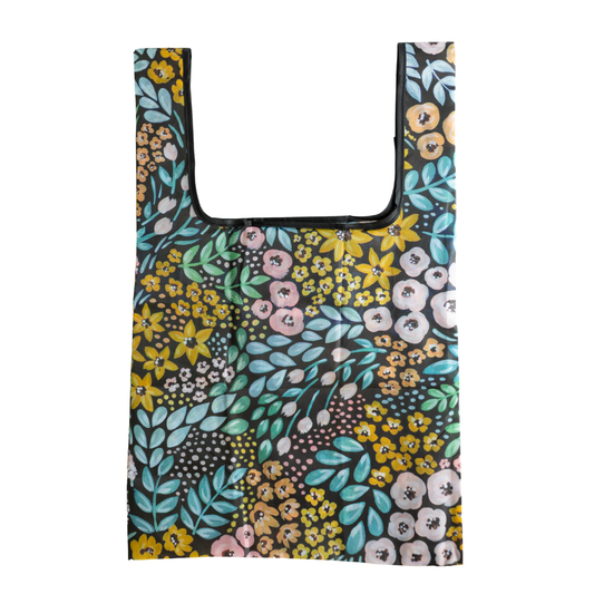 Black Floral Reusable Bag